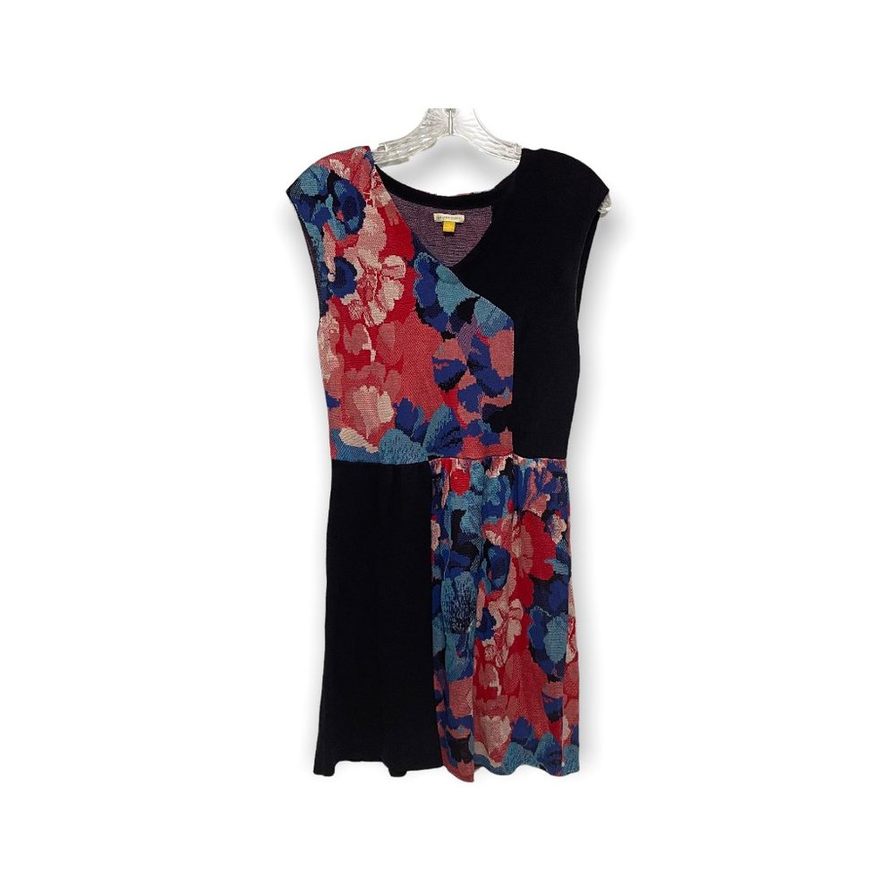 Leifsdottier Anthropologie Small Jacquard Knit Capped Sleeve Patch Dress